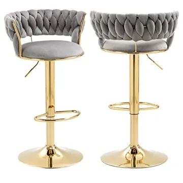KINFFICT Velvet Swivel Bar Stools Set of 2 - Adjustable & Stylish Kitchen Seating