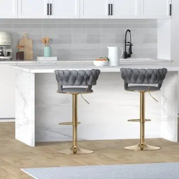 Stylish KINFFICT Velvet Swivel Bar Stools Set of 2