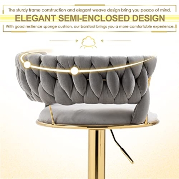 Stylish KINFFICT Velvet Swivel Bar Stools Set of 2