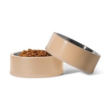 Wild One Tan Stainless Steel Dog Bowl Set - Non-Slip Design