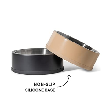 Wild One Tan Stainless Steel Dog Bowl Set - Non-Slip Design