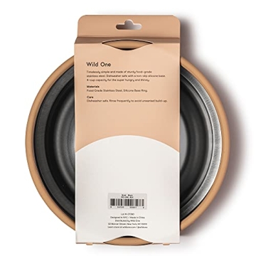 Wild One Tan Stainless Steel Dog Bowl Set - Non-Slip Design