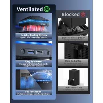 MENEEA Cooling Fan Dust Proof for Xbox Series X Console with Colorful Light Strip,MENEEA Dust Cover ...