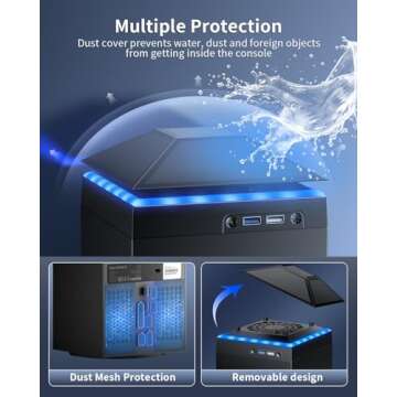 MENEEA Cooling Fan Dust Proof for Xbox Series X Console with Colorful Light Strip,MENEEA Dust Cover Filter,Rubber Dust Plugs,Low Noise Top Fan with 3 Gears,Cooler&Light Independent Touch Switch, 2 USB Port