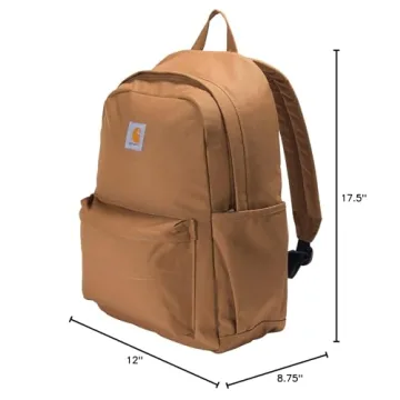 Carhartt 21L Classic Daypack, Durable Water-Resistant Pack with Laptop Sleeve, Brown, Containts PFAS