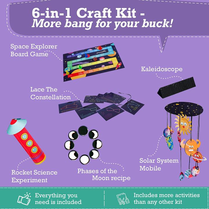 6-in-1 Space Craft Kit for Kids Ages 6-10