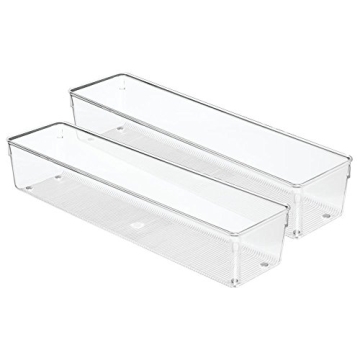 iDesign Linus Kitchen Drawer Organizer Set - Clear Plastic Trays for Efficient Storage