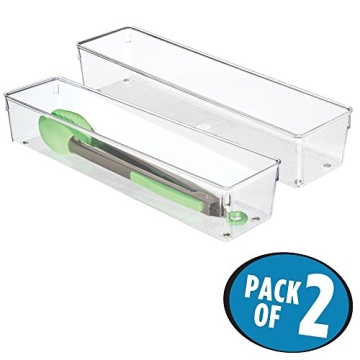iDesign Linus Kitchen Drawer Organizer Set of 2 Clear