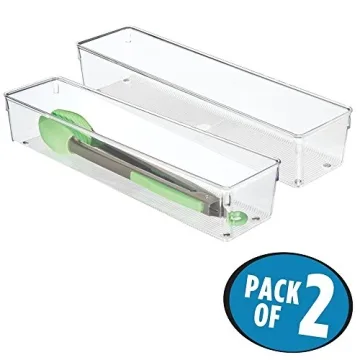 iDesign Linus Kitchen Drawer Organizer Set of 2 Clear