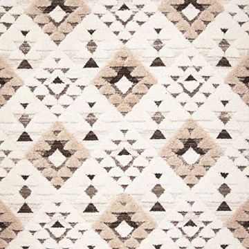 SAFAVIEH Moroccan Tassel Shag Collection Area Rug - 8' x 10', Ivory & Brown, Boho Design, Non-Shedding & Easy Care, 2-inch Thick Ideal for High Traffic Areas in Living Room, Bedroom (MTS688A)