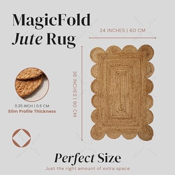 Scalloped Jute Rug 24x36 | Elegant Indoor Outdoor Mat