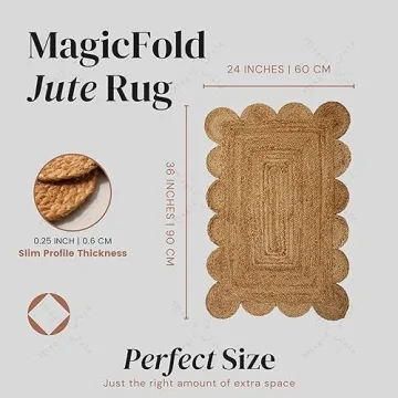 Scalloped Jute Rug 24x36 | Elegant Indoor Outdoor Mat