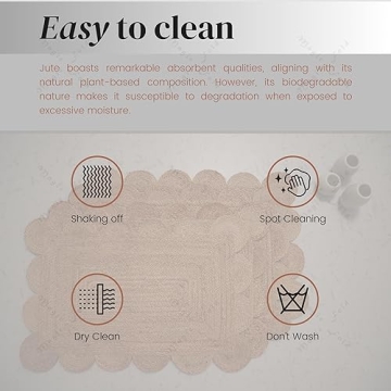 Scalloped Jute Rug 24x36 | Elegant Indoor Outdoor Mat