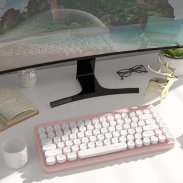 UBOTIE Retro Wireless Bluetooth Keyboard - 84-Key Design