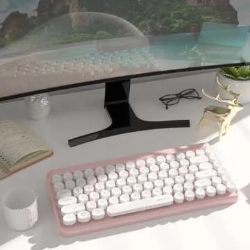 UBOTIE Retro Wireless Bluetooth Keyboard - 84-Key Design