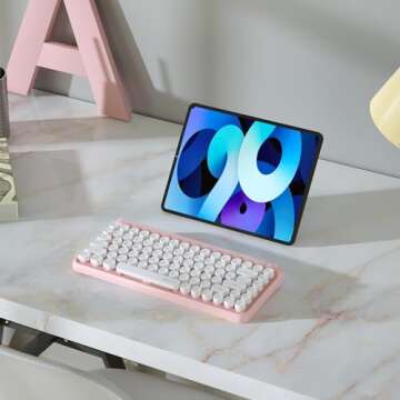 UBOTIE Retro Wireless Bluetooth Keyboard - 84-Key Design