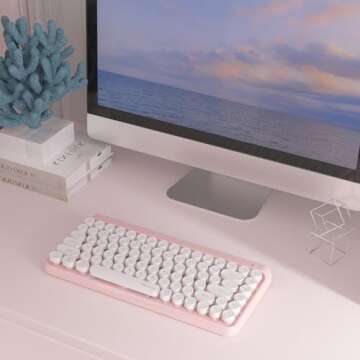 UBOTIE Retro Wireless Bluetooth Keyboard - 84-Key Design