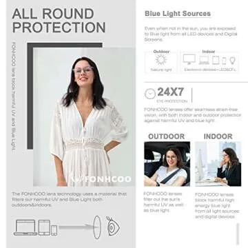 FONHCOO Blue Light Blocking Glasses Women Men Computer Eyeglasses,TR90 Fashion Round Transparent Anti Blue Light Glasses with Anti Eyestrain & UV Glare for Gaming & Reading (Smoke Grey)