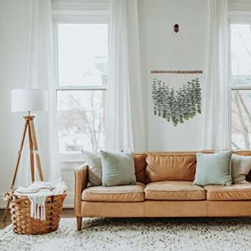Hanging Eucalyptus Wall Decor with Wooden Hook, Boho Wall Hanging Decor, Artificial Eucalyptus Greenery Fake Vines, Trendy Peaceful Natural Wall Decor for Guest Bedroom Modern Bathroom Living Room