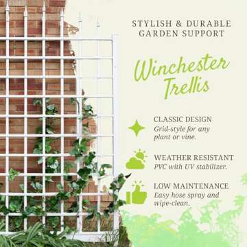 Dura-Trel Winchester 57 x 95 Inch PVC Vinyl Outdoor Garden Patio Trellis, with Wall Mounting Screws, White