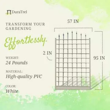 Dura-Trel Winchester 57 x 95 Inch PVC Vinyl Outdoor Garden Patio Trellis, with Wall Mounting Screws, White