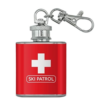 Ski Patrol Stainless Steel Mini Flask Key Chain