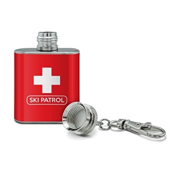 Ski Patrol Stainless Steel Mini Flask Key Chain