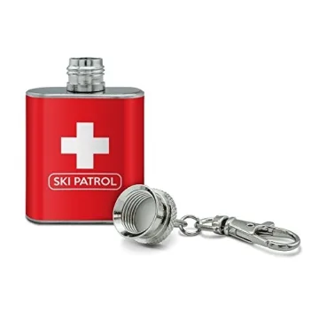 Ski Patrol Stainless Steel Mini Flask Key Chain