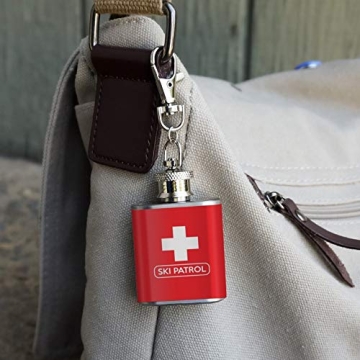 Ski Patrol Stainless Steel Mini Flask Key Chain