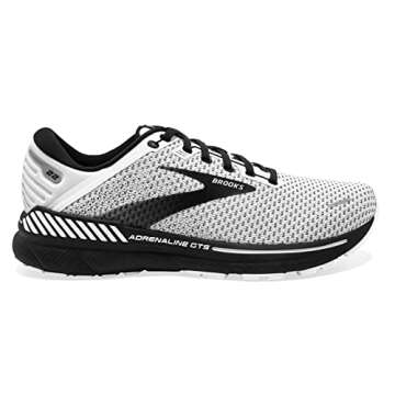Brooks Women's Adrenaline GTS 22 Supportive Running Shoe - White/Grey/Black - 9.5 Medium