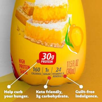 Premier Protein Shake, Limited Edition, Lemon Bar, 30g Protein, 1g Sugar, 24 Vitamins & Minerals, 11.5 oz, 12 Pack