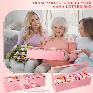 Cholemy I Love You Mama Flower Box with Lids for Arrangements Floral 50 Crystal Bouquet Pins 24 Gold Butterfly Valentine's Day Decoration for DIY Craft Flower Arrangement Wedding(Pink)