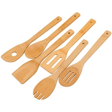 6-Piece Bamboo Wooden Spoons Set for Non-Stick Cookware