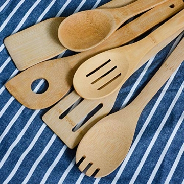 6-Piece Bamboo Wooden Spoons Set for Non-Stick Cookware
