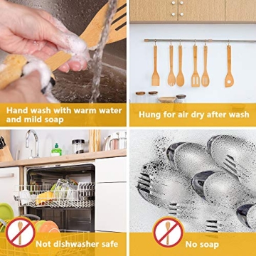 6-Piece Bamboo Wooden Spoons Set for Non-Stick Cookware