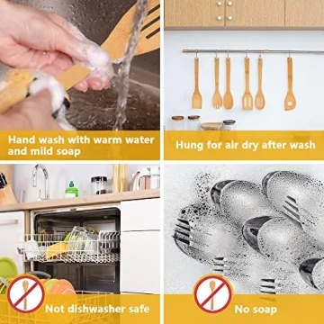 6-Piece Bamboo Wooden Spoons Set for Non-Stick Cookware