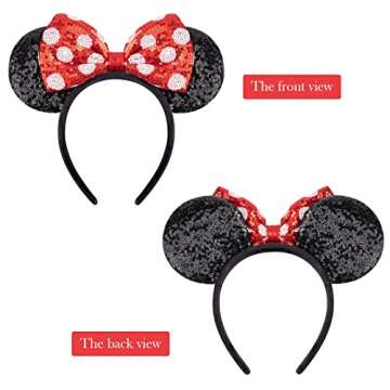 DRESHOW Mouse Ears Bow Headbands Glitter Party Decoration Cosplay Costume for Girls & Women