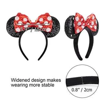 DRESHOW Mouse Ears Bow Headbands Glitter Party Decoration Cosplay Costume for Girls & Women