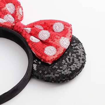 DRESHOW Mouse Ears Bow Headbands Glitter Party Decoration Cosplay Costume for Girls & Women