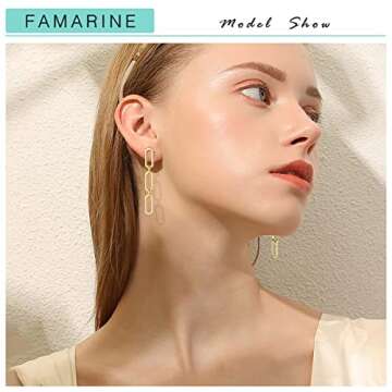 FAMARINE Gold Chain Drop Earrings - Lightweight Luxury for You