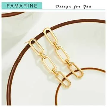 FAMARINE Gold Chain Drop Earrings - Lightweight Luxury for You