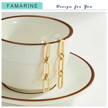 FAMARINE Gold Chain Drop Earrings - Lightweight Luxury for You