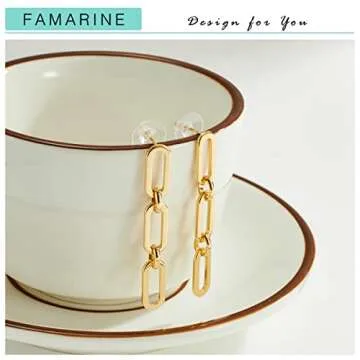 FAMARINE Gold Chain Drop Earrings - Lightweight Luxury for You