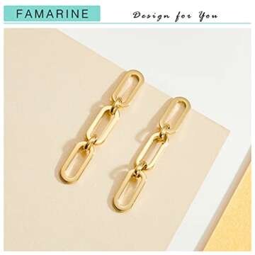 FAMARINE Gold Chain Drop Earrings - Lightweight Luxury for You