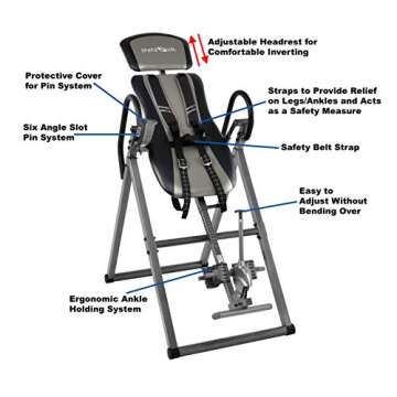 INNOVA HEALTH AND FITNESS ITX9800 Inversion Table with Ankle Relief and Safety Features