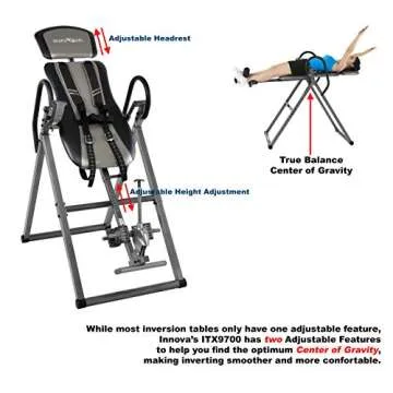 INNOVA HEALTH AND FITNESS ITX9800 Inversion Table with Ankle Relief and Safety Features