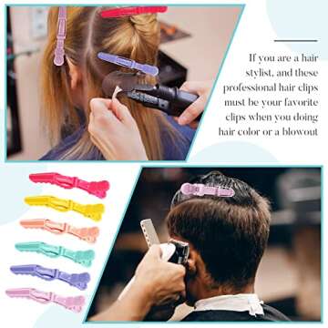 Jexine 50 Pcs Alligator Hair Clips Wide Teeth Double Hinged Professional Salon Hair Clips for Stylin...
