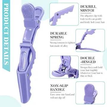 Jexine 50 Pcs Alligator Hair Clips Wide Teeth Double Hinged Professional Salon Hair Clips for Styling Sectioning Coloring Crocodile Clips Skin Care Clips for Women Girls Hair Styling Accessories