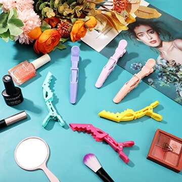 Jexine 50 Pcs Alligator Hair Clips Wide Teeth Double Hinged Professional Salon Hair Clips for Styling Sectioning Coloring Crocodile Clips Skin Care Clips for Women Girls Hair Styling Accessories