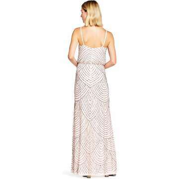 Adrianna Papell Long Beaded Blouson Gown
